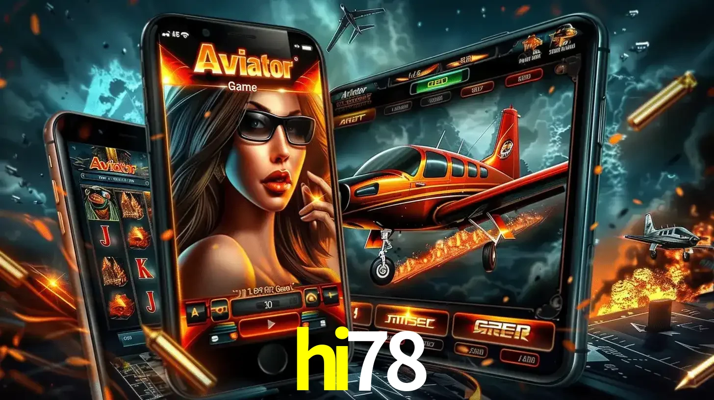 O popular jogo de apostas Aviator exibido em vários celulares e tablets, mostrando a interface emocionante e a ação de voo disponíveis para jogar agora no hi78.